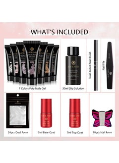 Saviland Poly Gel Nail Extension Kit 7 Colors Allinone Poly Gel Nail Kit With White Brown Gold Builder Nail Gel Slip Solution Nail Tools For Nails Enhancement Manicure Beginner Starter Kit  - Image 4