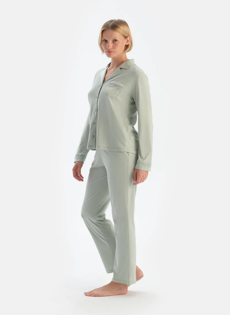 dagi Shirt & Trousers Pajama Set Spread Collar Supreme Mid Rise Sleepwear