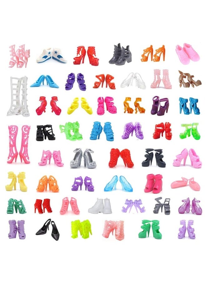 DoubleWood 50Pairs 11.5" Fashion Doll Shoes Replacement Different Assorted Colors High Heel Shoes Doll Boots Flat Shoes Set Replacement for 11.5 inch Doll - Image 2