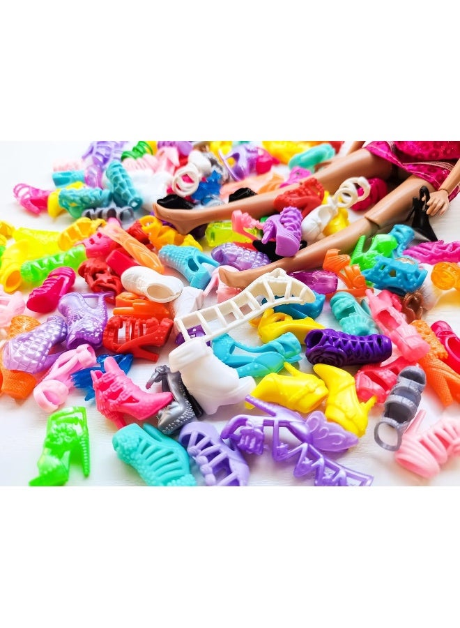 DoubleWood 50Pairs 11.5" Fashion Doll Shoes Replacement Different Assorted Colors High Heel Shoes Doll Boots Flat Shoes Set Replacement for 11.5 inch Doll - Image 4