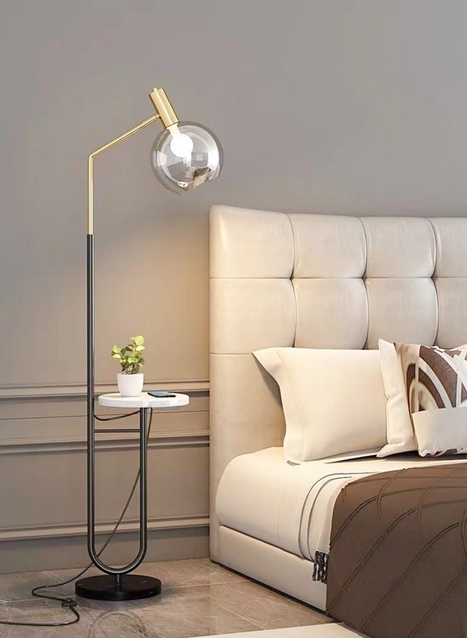 fashionhome Premium 1-Piece Scandinavian Style Standing Floor Lamp Industrial Design Lamp with Marble Plate Table Bright Lampshade Lamp for Living Room Bedroom Offices Multicolour 40x30x170 cm - Image 1