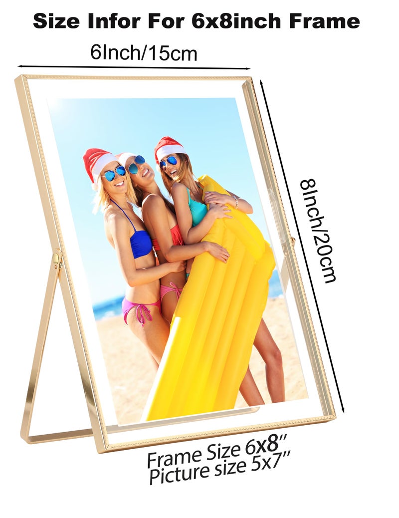 GorYeeFine Gold 6x8'''floating Photo Frame مجموعة من 2 لأحجام الصور (3.5x5''4x6''5x7 '') حافة المعادن البسيطة حافة العائمة العائمة إطارات الصور الذهب من أجل الطاولة/الرف الهدايا الأنيقة للزفاف (حجم الإطار 6 × 8''PICTURE حجم 4x6 '' إلى 5x7 '') - Image 4