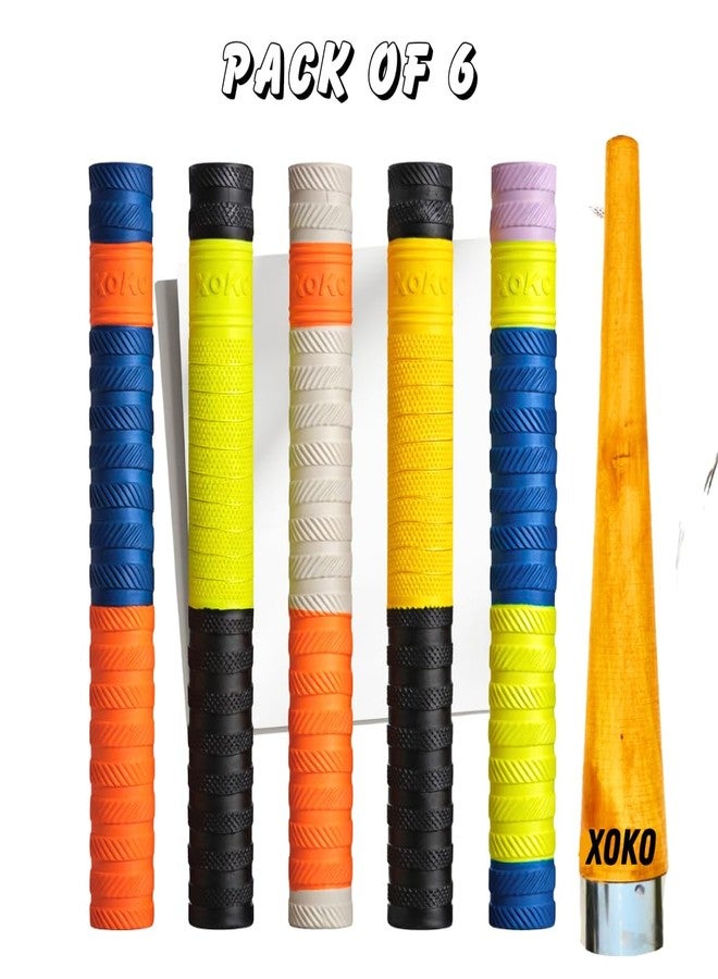 xoko Premium Cricket Bat Handle Rubber 5 Grips for Enhanced Performance With Better Shock Absorption And 1 Wooden Gripper Cone (pack of 6) - Image 3