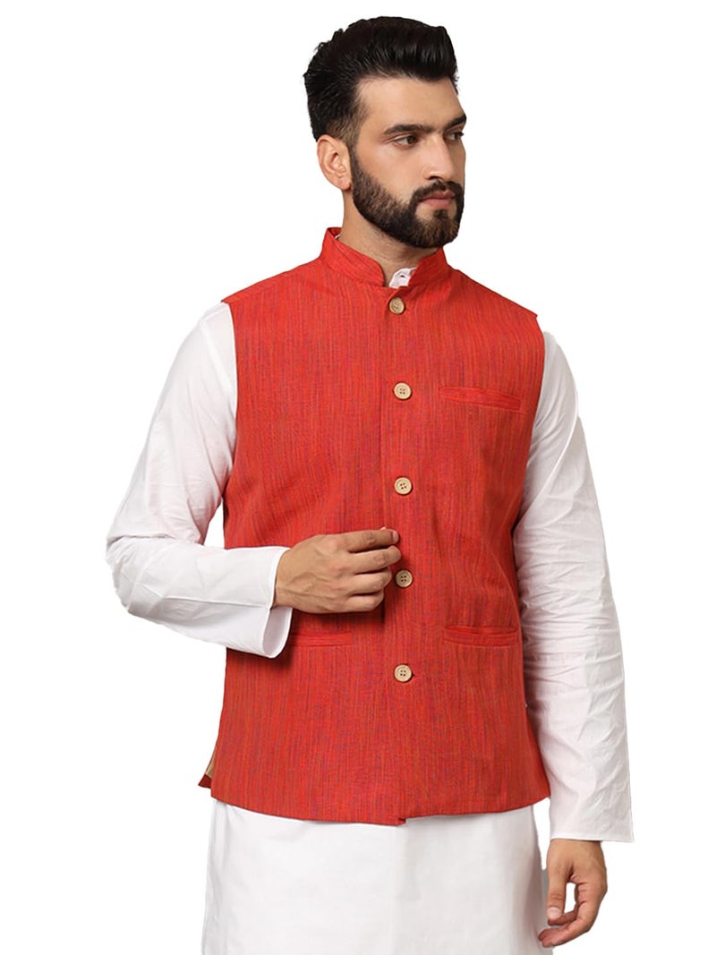 LATEST CHIKAN Men's Nehru Jacket/Waistcoat Sophisticated Ethnic Wear - SARRI-DJ-R-40 - Image 1