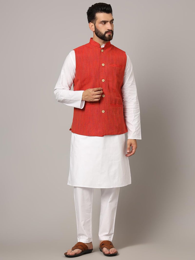 LATEST CHIKAN Men's Nehru Jacket/Waistcoat Sophisticated Ethnic Wear - SARRI-DJ-R-40 - Image 3