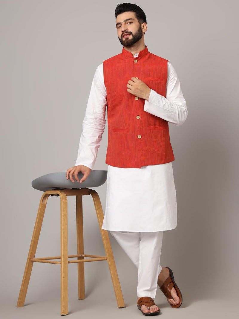 LATEST CHIKAN Men's Nehru Jacket/Waistcoat Sophisticated Ethnic Wear - SARRI-DJ-R-40 - Image 2