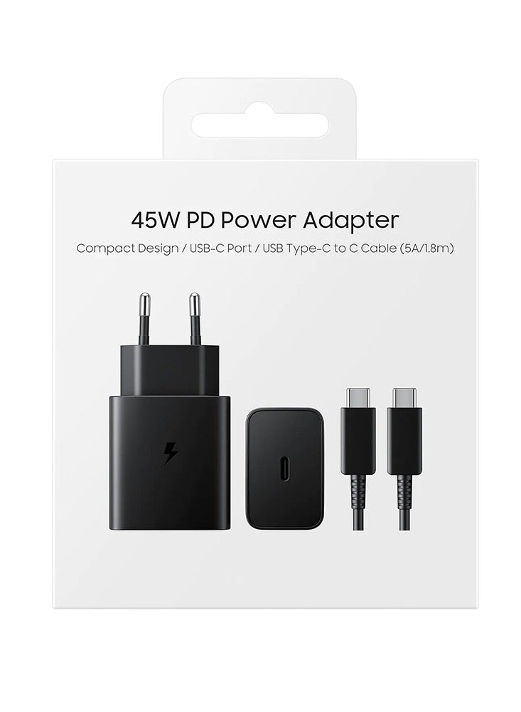 محول طاقة شاحن   فائق السرعة USB-C PD بقوة 45 وات مع كابل USB-C إلى C بقوة 5 أمبير (1.8 متر) - تصميم صغير الحجم وشحن فائق السرعة للأجهزة المتوافقة - Image 1