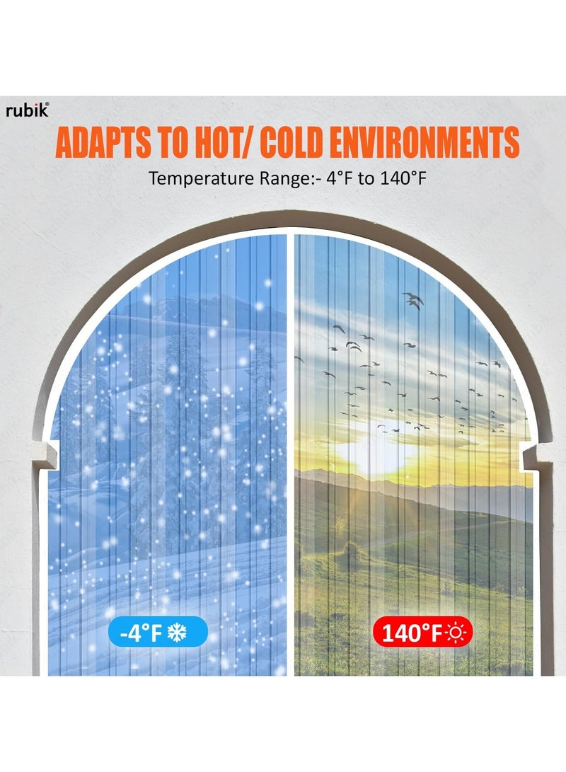 Rubik ستائر أبواب بلاستيكية مضلعة من مادة البولي فينيل كلوريد (3.28 × 8.85 قدم) ستائر جاهزة بسمك 2 مم مخصصة للتبريد لمحلات السوبر ماركت والمستودعات والمصانع والمطابخ والثلاجات والمجمدات وشاحنات الطعام - Image 5