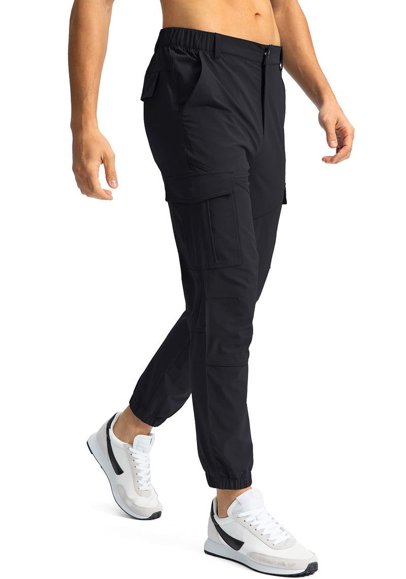Pinkbomb Men's Hiking Cargo Pants with 7 Pockets Slim Fit Stretch Joggers Golf Cargo Work Pants for Men(Black,L) - Image 2