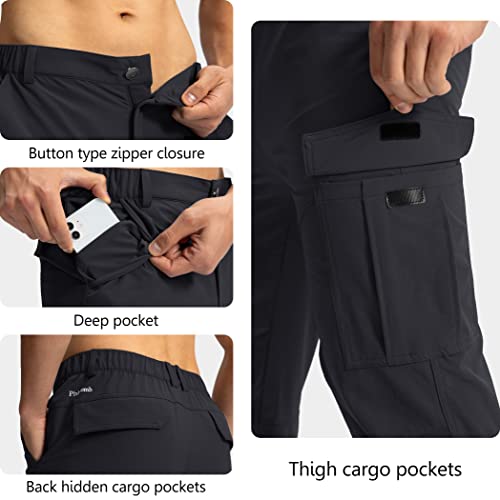 Pinkbomb Men's Hiking Cargo Pants with 7 Pockets Slim Fit Stretch Joggers Golf Cargo Work Pants for Men(Black,L) - Image 4