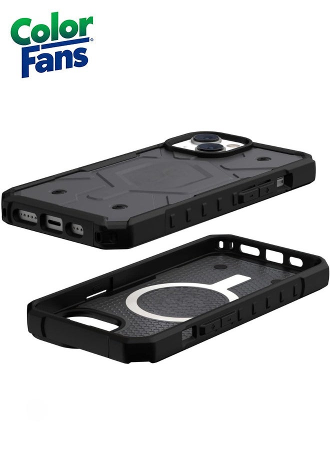 Color Fans Apple iPhone 13 Case 6.1" Pathfinder Built-in Magnet Compatible with Magnet Charging Slim Lightweight Shockproof Dropproof Rugged Protective Cover - Silver  - Image 3