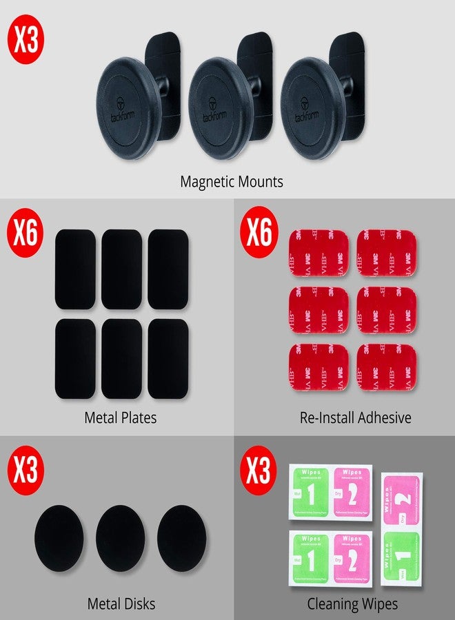 Tackform Three Pack of Magnetic Phone Mounts, Universal Stick-On Dashboard Magnet Mount and Cell Phone Holder - Great for Car, Home and Office - Image 4