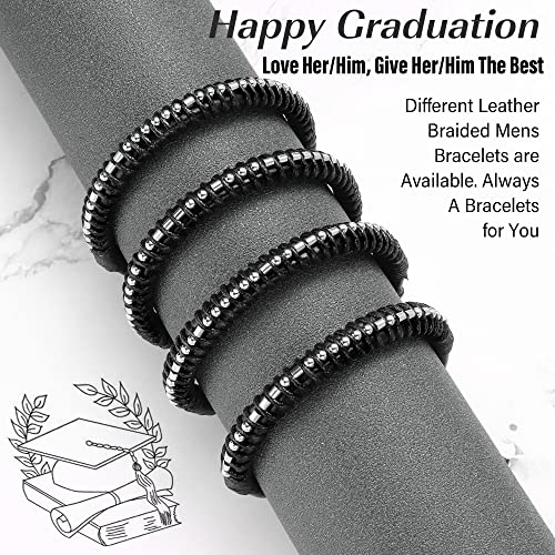 Btysun Graduation Gifts for Him 2025 Morse Code Bracelets for Men Leather Bracelets for Boyfriend Son Classmate Congratulate High School College Graduation Grad Birthday Jewelry - Image 5