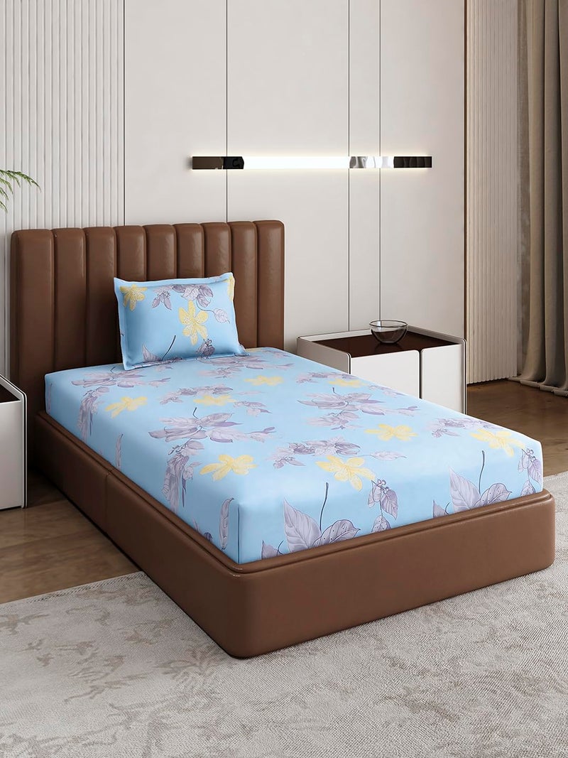 Monte Carlo Light Sky Printed Single Bed 120 GSM 1 Bedsheet with 1 Pillow Cover - Image 4
