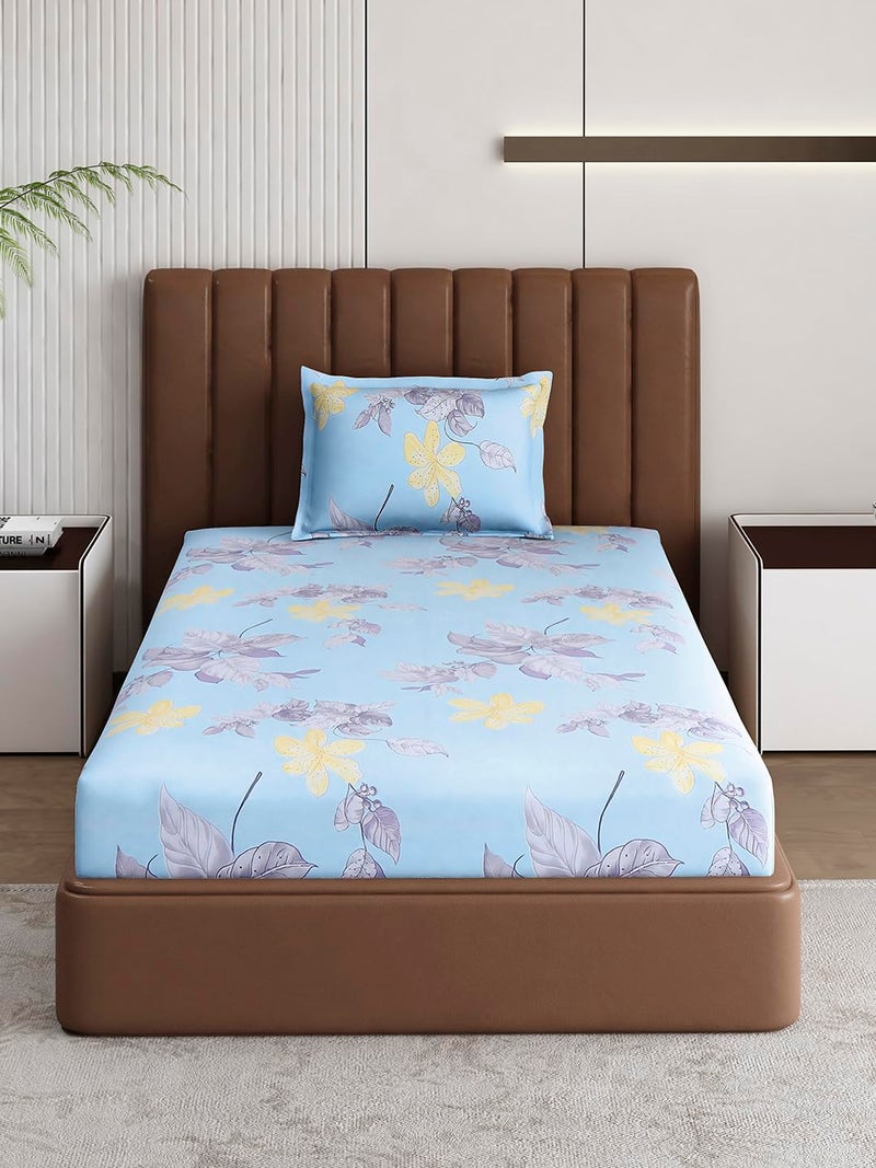 Monte Carlo Light Sky Printed Single Bed 120 GSM 1 Bedsheet with 1 Pillow Cover - Image 3