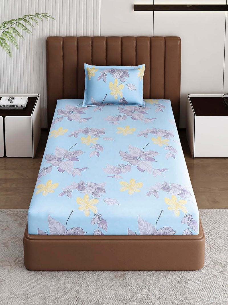 Monte Carlo Light Sky Printed Single Bed 120 GSM 1 Bedsheet with 1 Pillow Cover - Image 2