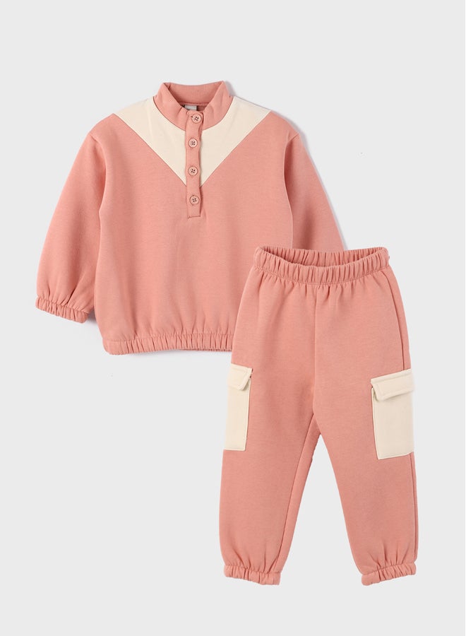 LC WAIKIKI Turtleneck Long Sleeve Baby Girl Sweatshirt and Pants 2-Piece Set  - Image 1