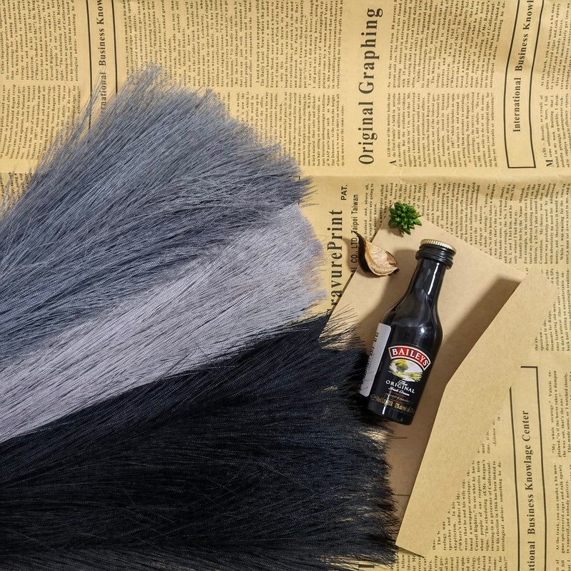SeptCat 6 Pcs 17" Faux Dried Pampas Grass Decor, Fluffy Fake Small Pompas Artificial Black Grey Gray Pompous Short Stems Bouquet Flower Arrangement Vase Filler for Boho Home Wedding Decoration Orders - Image 4