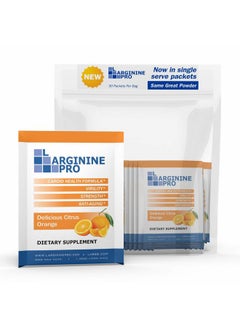 L-ARGININE PRO Supplement ON-The-GO Single Serve Travel Packets - 5,500mg of L-arginine Plus 1,100mg L-Citrulline (Orange, 30 Packets)  - Image 2