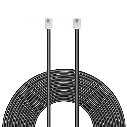 Uvital 33 Feet Telephone Landline Extension Cord Cable Line Wire with Standard RJ-11 6P4C Plugs(10M,1Pack) (Black) - Image 1