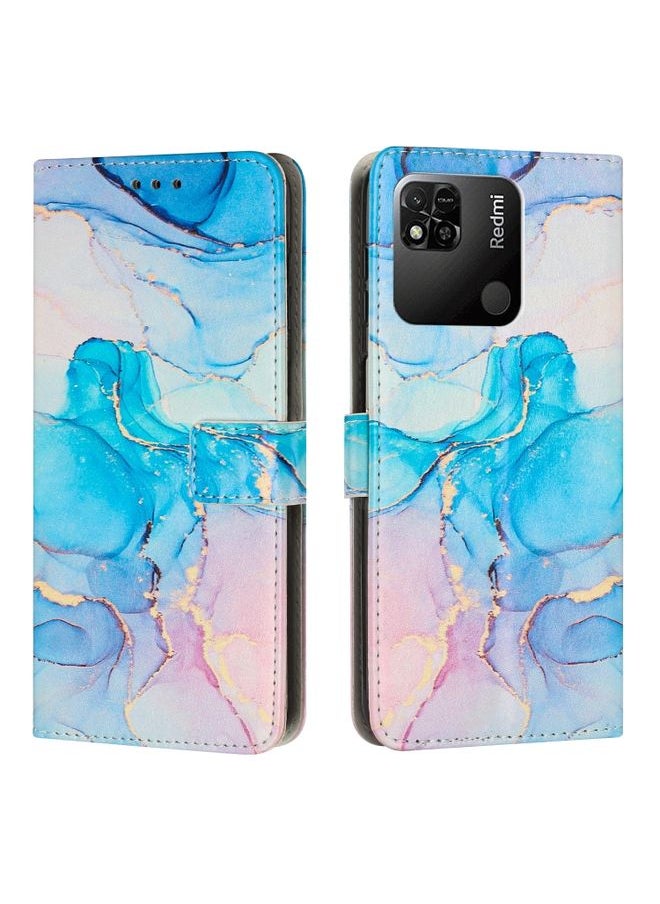 HuHa Case Cover For Xiaomi Redmi 10A/Poco C31/Redmi 9C Painted Marble Pattern Leather Phone Case Pink Green 