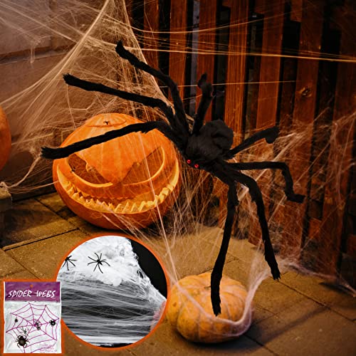 Colovis 3 Pack Halloween Giant Spider Decoration Set, Realistic 6.6FT/5FT/3FT Large Scary Black Hairy Spider Props for Indoor, Outdoor Yard, Party, Haunted House Decor - Image 4