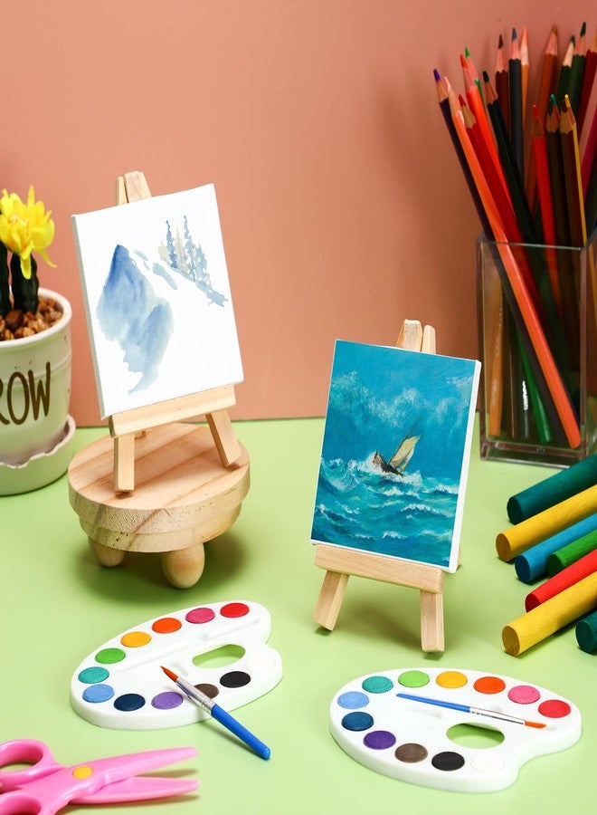 Zubebe 24 Set Mini Canvas Painting Kit, Mini Watercolor Paint Sets, 4 x 4 Inch Canvas with Wooden Easel, 12 Colors Watercolor Palette Brush Bulk for Adults Beginner Art Party Favors - Image 2