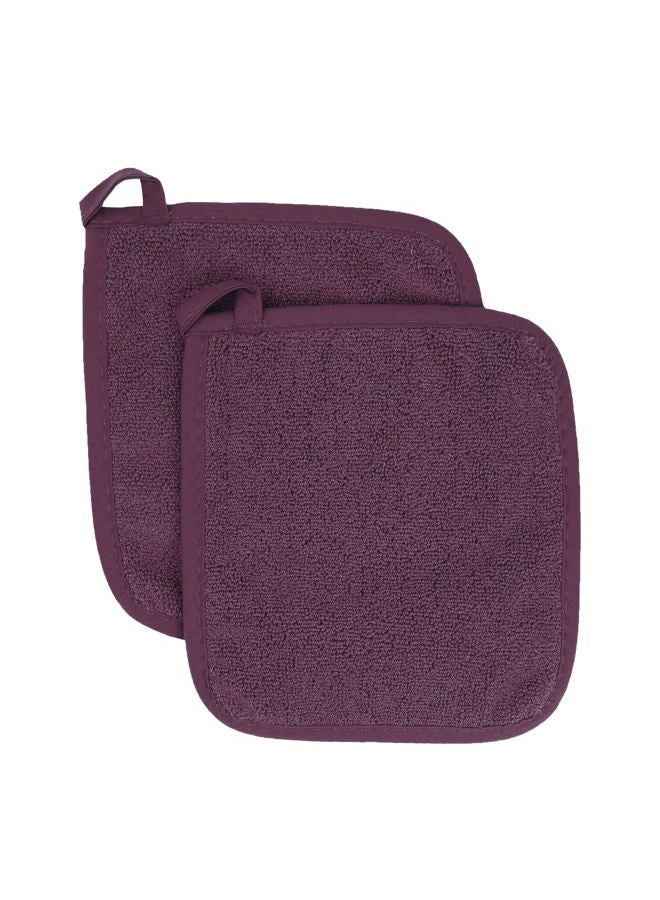 Ritz Terry Potholder & Hot Pad: Unparalleled Heat Resistant, Durable 100% Cotton – Ergonomically Designed for Optimal Grip – Easy-Care Machine Washable, Perfect for Your Kitchen – Beet, 2-Pk - Image 1