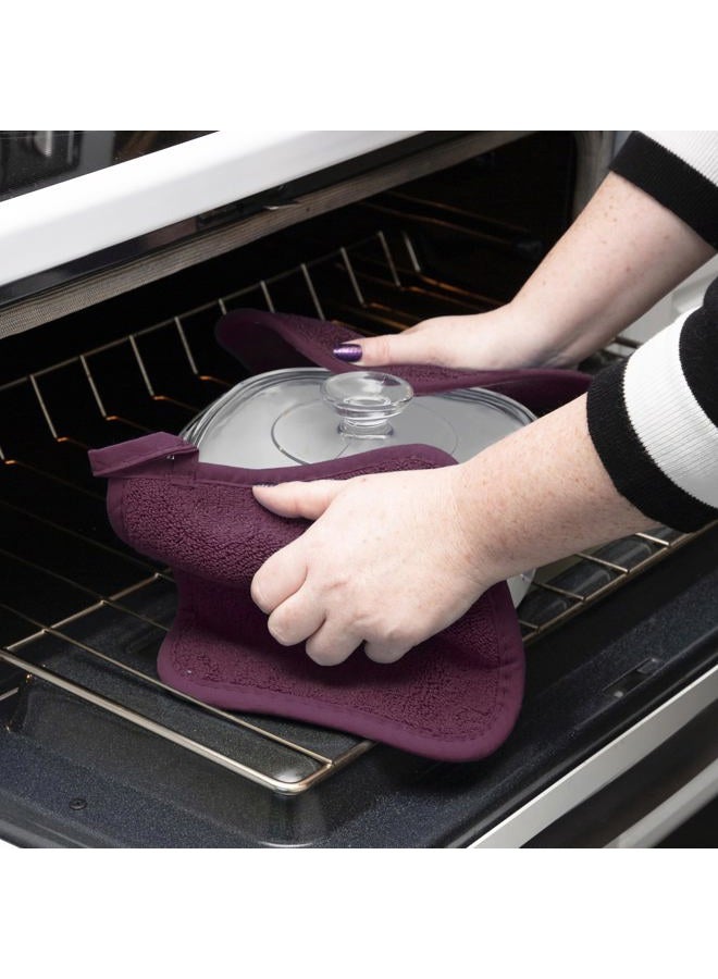 Ritz Terry Potholder & Hot Pad: Unparalleled Heat Resistant, Durable 100% Cotton – Ergonomically Designed for Optimal Grip – Easy-Care Machine Washable, Perfect for Your Kitchen – Beet, 2-Pk - Image 4