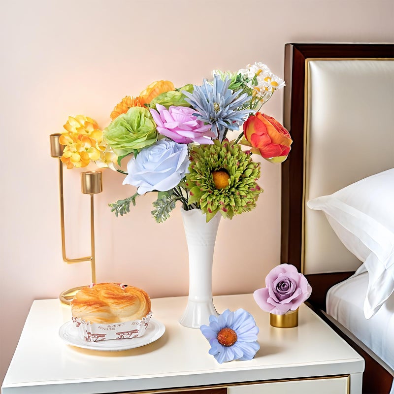 JSLOVFLO 38pcs Artificial Flowers Bouquets Box Set for DIY Bridal Wedding Shower Decorations Rainbow Colorful Fake Floral Arrangements for Party Table Centerpieces Home Decor Indoor Outdoor - Image 2