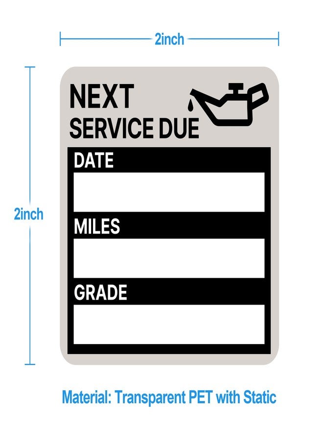 GUEER for Oil Change Sticker Static Cling, Clear Stickers 120 Pcs 2”x 2” Next Service Due Sticker for Windshield, Easy to Peel with No Residue for Car Auto Vehicle Window (Black-Grey) - Image 2