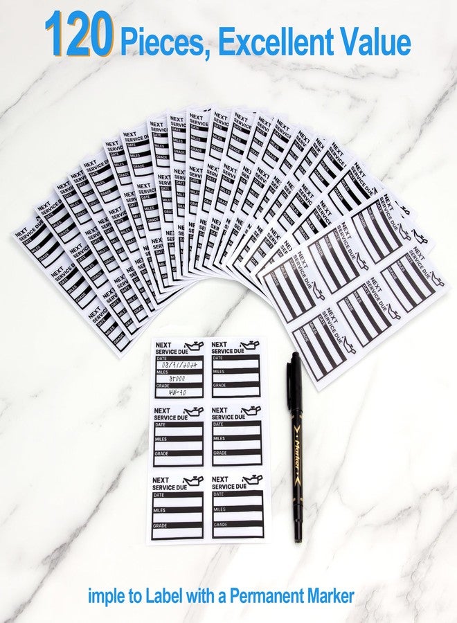 GUEER for Oil Change Sticker Static Cling, Clear Stickers 120 Pcs 2”x 2” Next Service Due Sticker for Windshield, Easy to Peel with No Residue for Car Auto Vehicle Window (Black-Grey) - Image 3