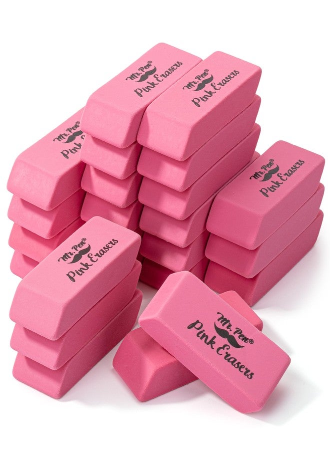 Mr. Pen- Pink Pencil Eraser, 24 Pack, Mr Pen Erasers for Pencils, Large Erasers Bullk, Smudge and Latex Free, for School, Office, for Students - Image 1