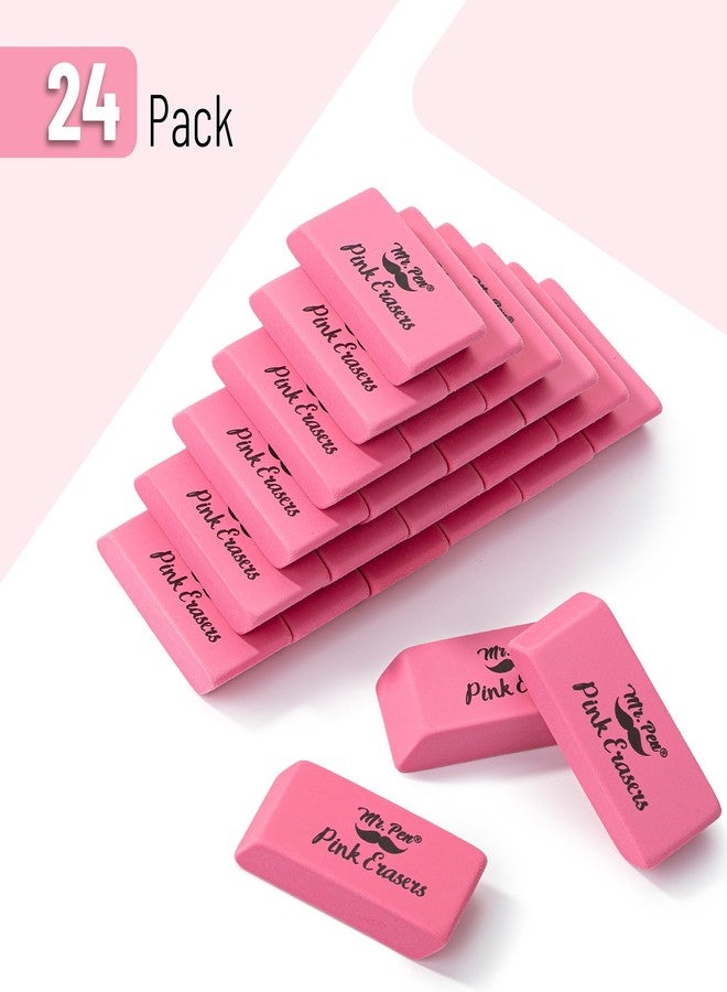 Mr. Pen- Pink Pencil Eraser, 24 Pack, Mr Pen Erasers for Pencils, Large Erasers Bullk, Smudge and Latex Free, for School, Office, for Students - Image 2