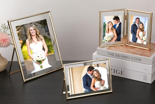 GorYeeFine Gold 10x12 Floating Frame 2-Pack for Photo Sizes(7x9''8x10'',8.5x11''),Adjustable Tabletop/Shelf Floating Picture Frame 8x10'',Classy Gift Choice for Wedding,Christmas,Home or Office Decor - Image 4