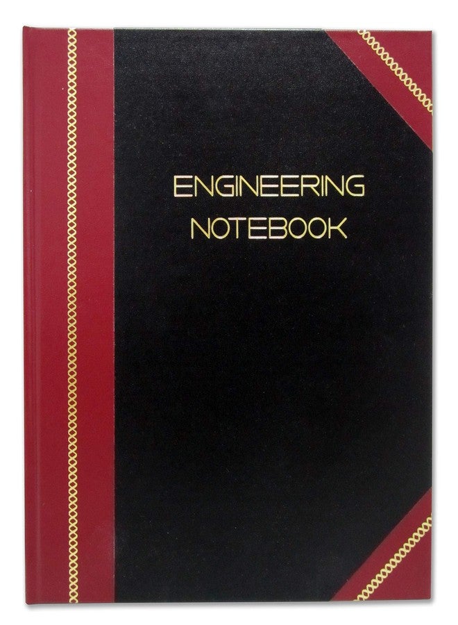 BookFactory Professional Engineering Notebook - 168 Pages (.25'' Grid Format), 8'' x 10'', Engineer Lab Notebook, Black and Burgundy Cover, Section Sewn Hardbound (Made in USA) - Image 1
