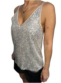 VENTIUP Sequin Blouse Silver  - Image 1