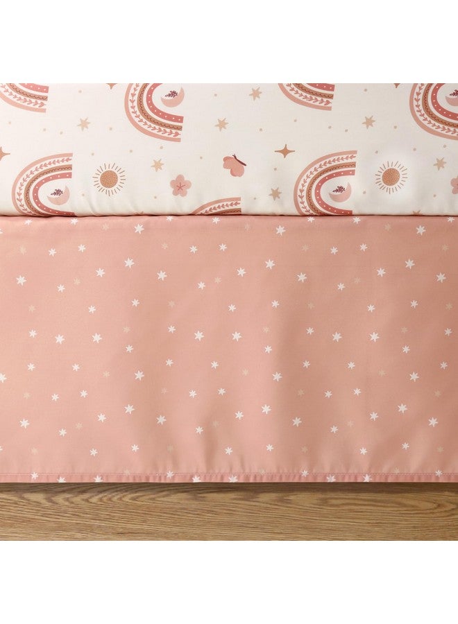 The Peanut Shell مجموعة بيبي كريب من ذا بيناتشيل 3 قطع للفتيات - مجموعة سرير حديثي الولادة، الرضع والأطفال مع شريحة سرير ملائمة، غطاء سرير مزخرف - قوس قزح بوهيمي - Image 5