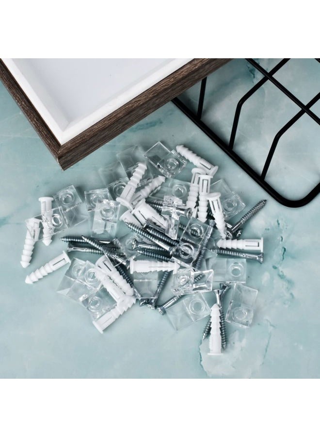 AccEncyc 20 Pack 3-4mm Frameless Mirror Holder Clips Clear Mirror Mounting Clip Plastic Glass Retainer Clips Mirror Mounting Hardware with Screw and Anchors for Wall, Cabinet, Door - Image 5
