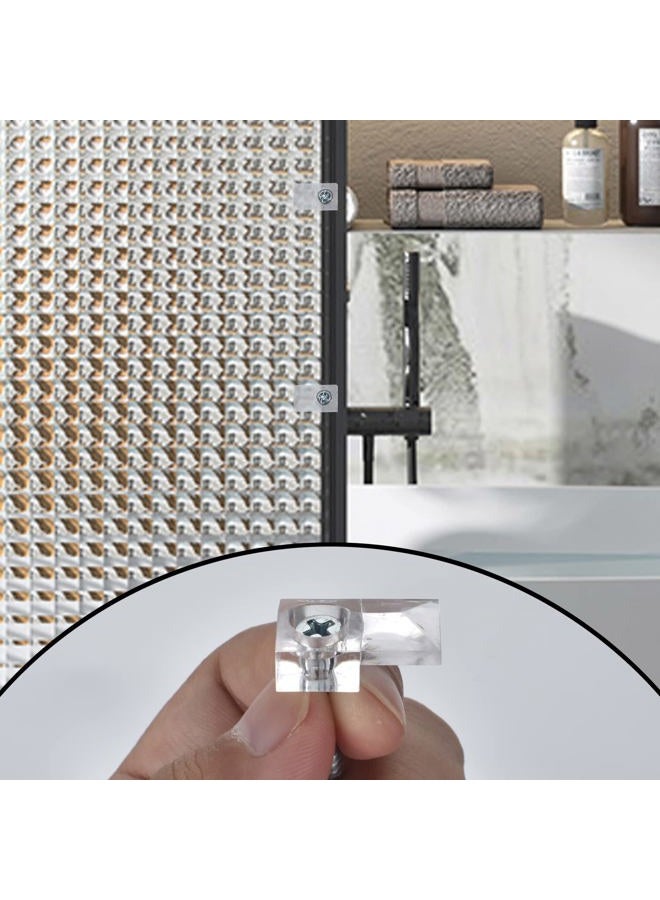 AccEncyc 20 Pack 3-4mm Frameless Mirror Holder Clips Clear Mirror Mounting Clip Plastic Glass Retainer Clips Mirror Mounting Hardware with Screw and Anchors for Wall, Cabinet, Door - Image 4