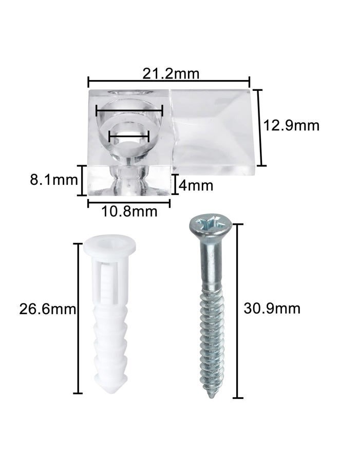 AccEncyc 20 Pack 3-4mm Frameless Mirror Holder Clips Clear Mirror Mounting Clip Plastic Glass Retainer Clips Mirror Mounting Hardware with Screw and Anchors for Wall, Cabinet, Door - Image 3
