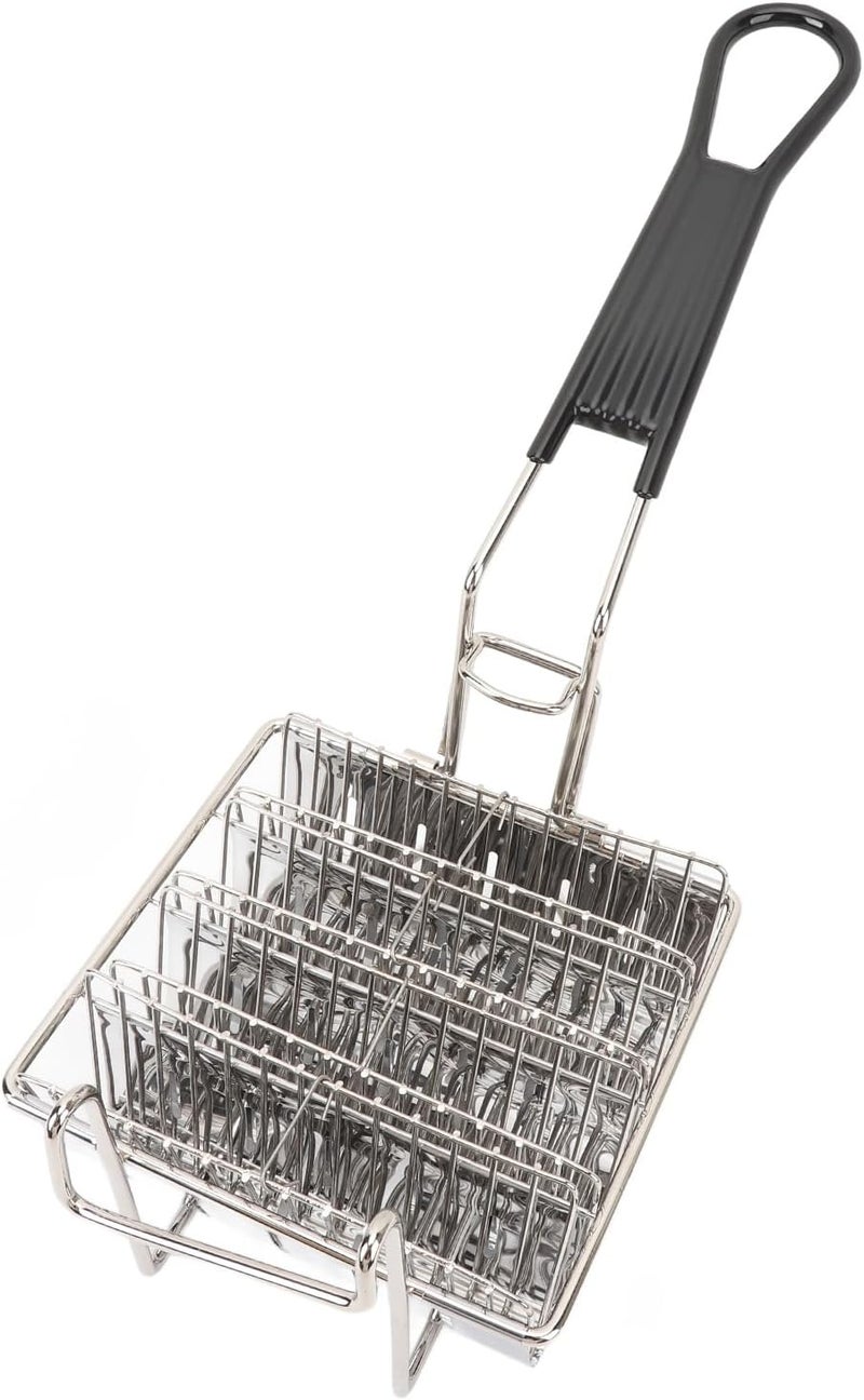 Asixxsix Taco Basket, 4 Shell Capacity Deep Fryer Holder Food Grade 430 Stainless Steel Taco Shell Fryer, Basket with Detachable Handle for Home Kitchen Restaurant Use - Image 2