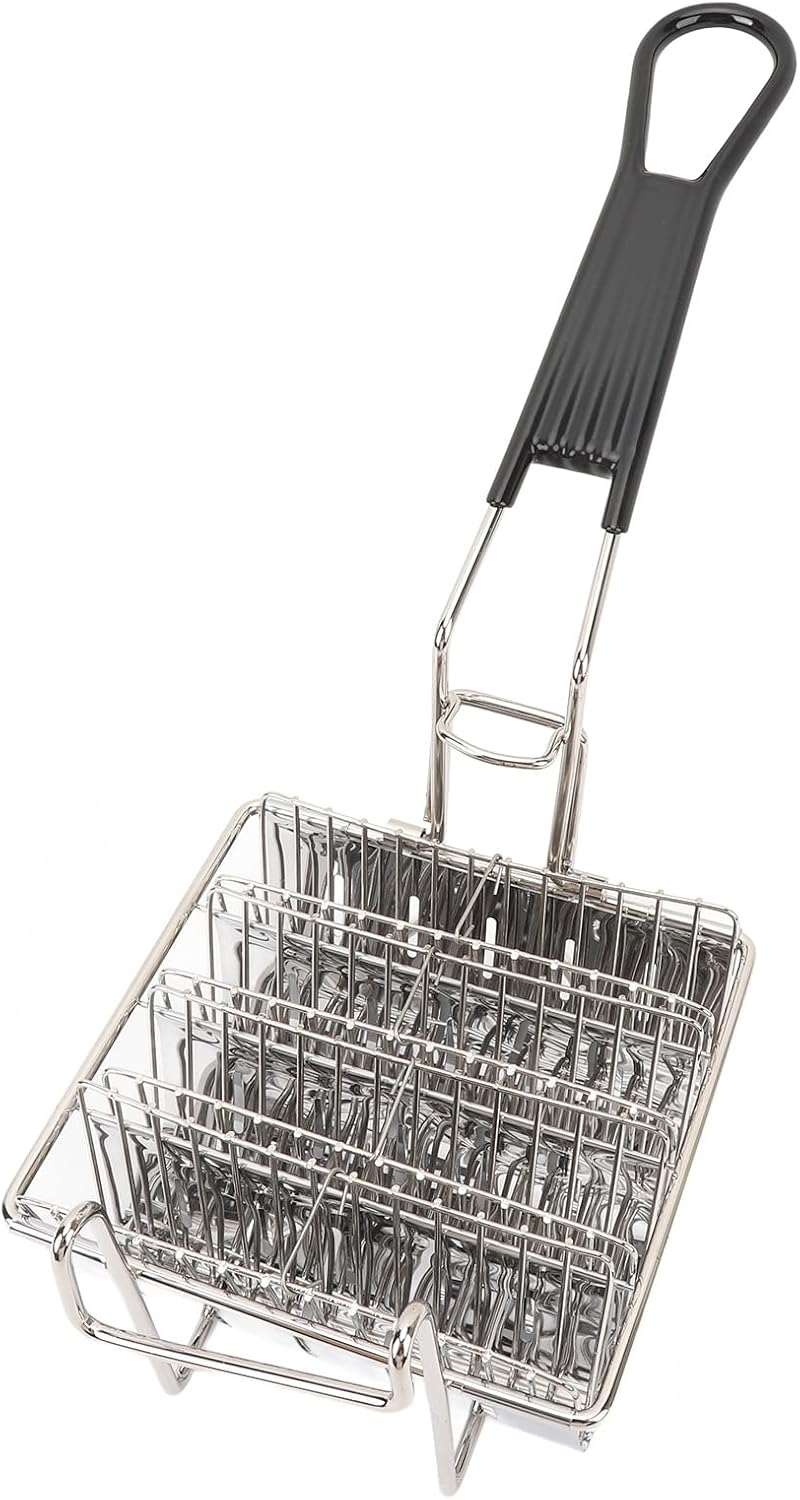 Asixxsix Taco Basket, 4 Shell Capacity Deep Fryer Holder Food Grade 430 Stainless Steel Taco Shell Fryer, Basket with Detachable Handle for Home Kitchen Restaurant Use - Image 3