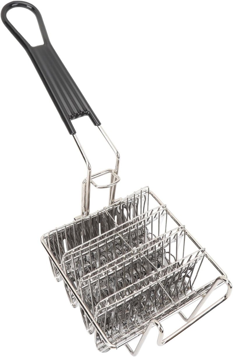 Asixxsix Taco Basket, 4 Shell Capacity Deep Fryer Holder Food Grade 430 Stainless Steel Taco Shell Fryer, Basket with Detachable Handle for Home Kitchen Restaurant Use - Image 1