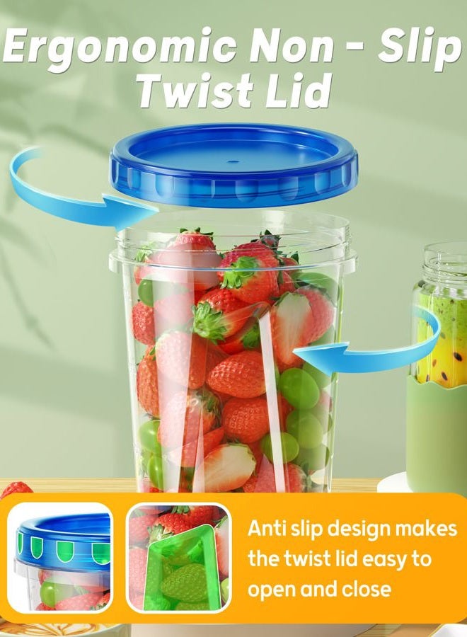 BiuLeon 6 Pack-34 oz Freezer Storage Containers, Plastic Food Storage Containers with Twist Top Lids, BPA Free and Reusable Soup Containers with Lids, Leakproof/Microwave/Dishwasher Safe - Image 3