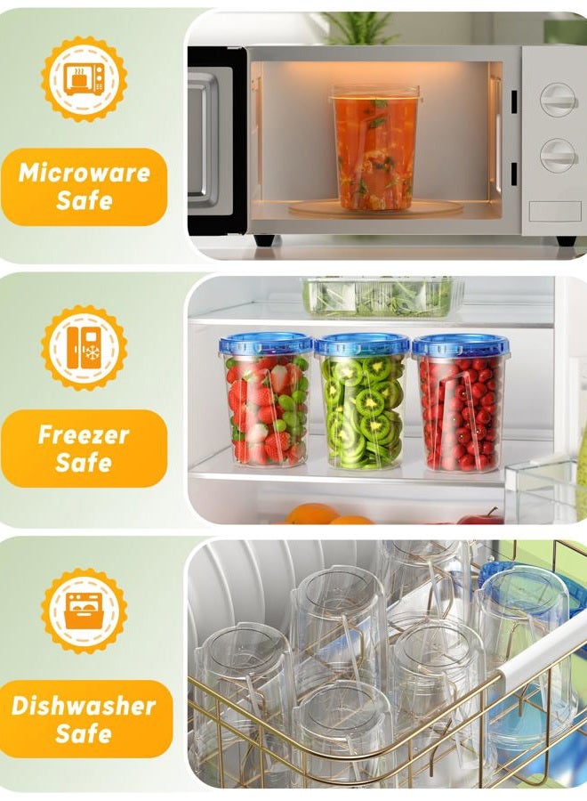 BiuLeon 6 Pack-34 oz Freezer Storage Containers, Plastic Food Storage Containers with Twist Top Lids, BPA Free and Reusable Soup Containers with Lids, Leakproof/Microwave/Dishwasher Safe - Image 4