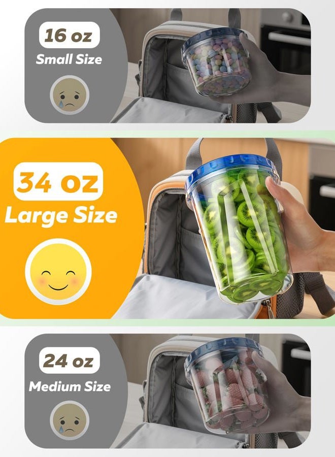 BiuLeon 6 Pack-34 oz Freezer Storage Containers, Plastic Food Storage Containers with Twist Top Lids, BPA Free and Reusable Soup Containers with Lids, Leakproof/Microwave/Dishwasher Safe - Image 5