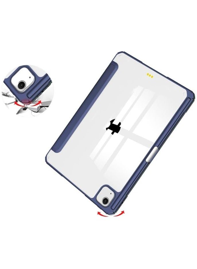 Case Compatible with New iPad Air 13 inch 2024 M4 with Built-in Pencil Holder, for iPad Air 13 with Hard Clear Back Cover, (Dark Blue) - Image 2