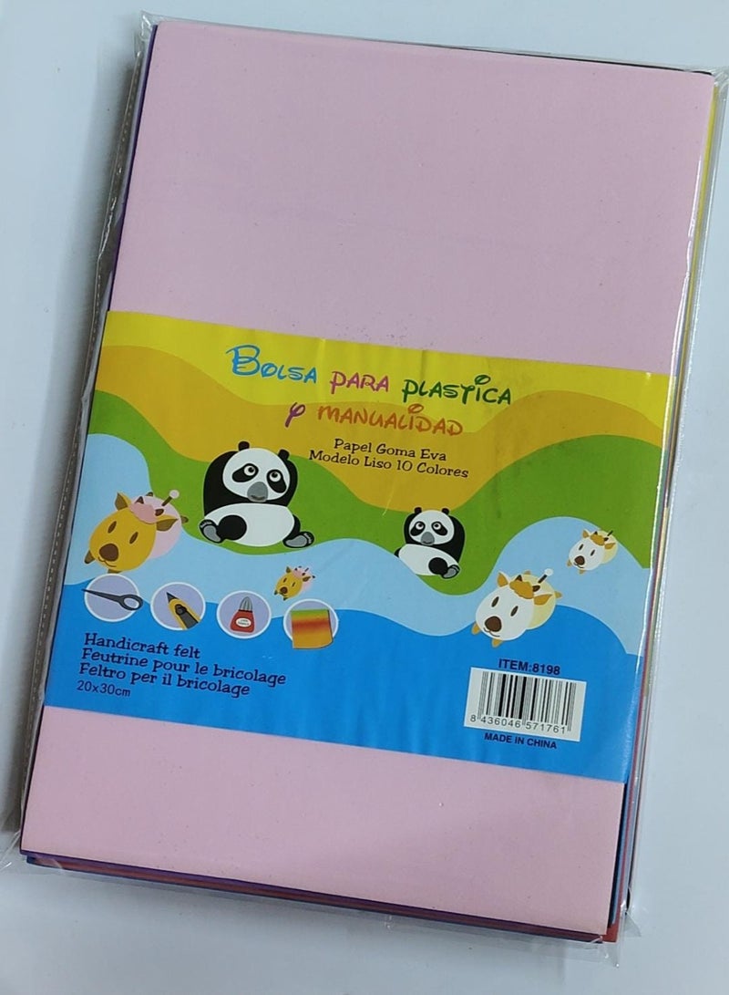 اوراق فوم للحرف اليدوية مقاس 20*30 مصممة بالألوان للأطفال والمشاريع الفنية والحرف اليدوية ولوازم المناسبات المدرسية - 9 قطع - Image 1