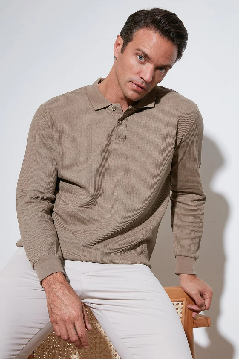 بوراتي Cotton Regular Fit Buttoned Polo Neck Sweat Men's Sweat 5905739